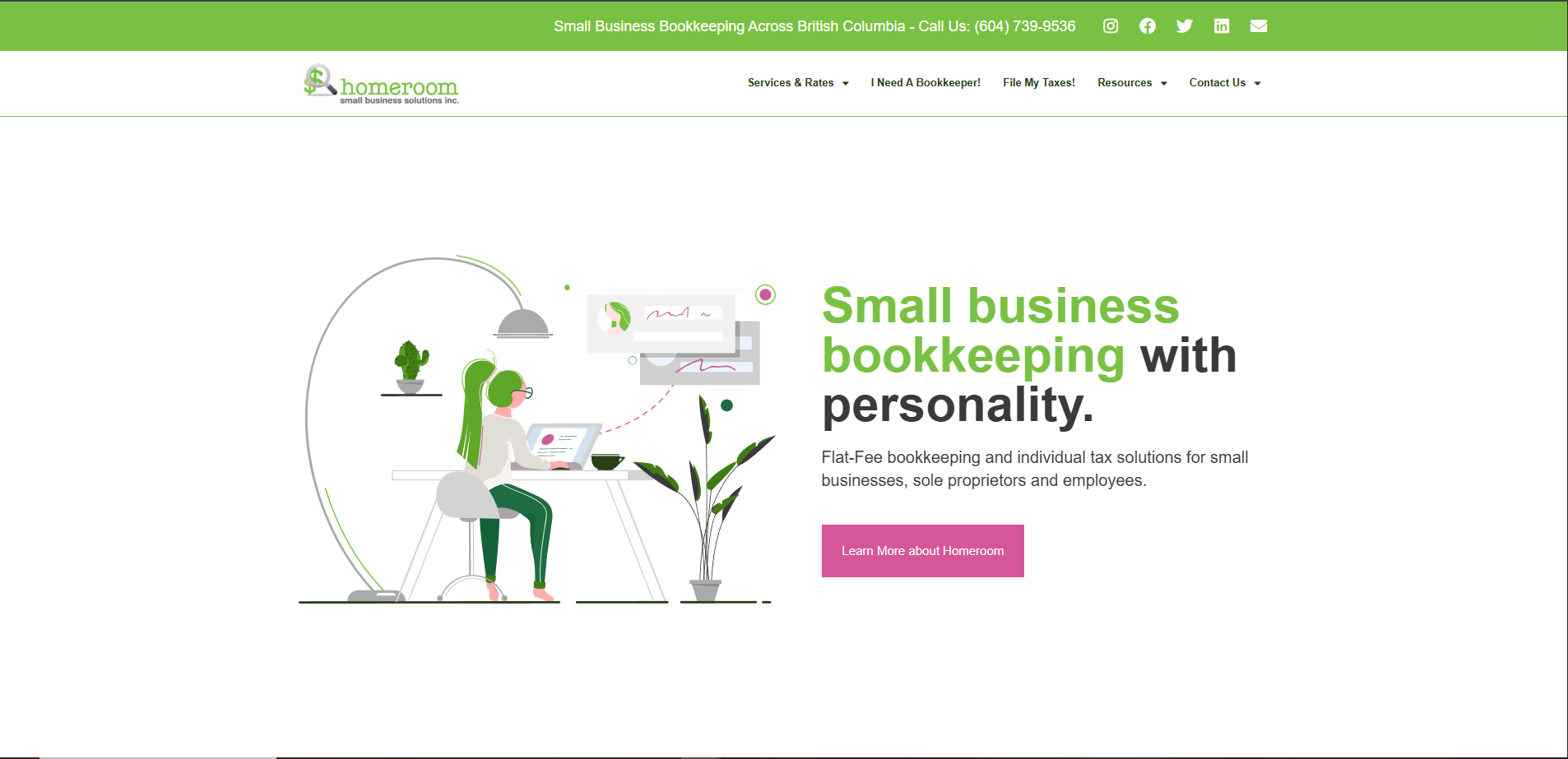 HRSBS website interface displaying professional services layout